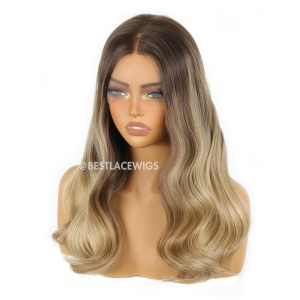 Champagne Beige Blonde Soft Waves Luxe European Virgin Hair HD Lace Glueless Wigs [ESW04]