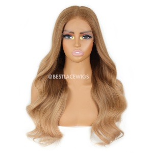 Ombre Golden Blonde Big Wavy Brazilian Virgin Hair HD Lace Glueless Wigs [MSW02]