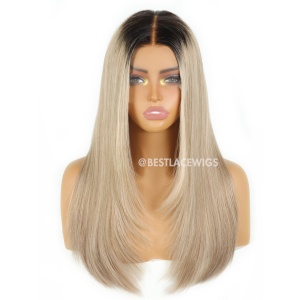 Iced Beige Blonde Layered Silky Straight Luxe European Virgin Hair HD Lace Glueless Wigs [ESW05]