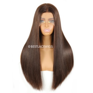 Light Brown Silky Straight Luxe European Virgin Hair HD Lace Glueless Wigs [ESW01]