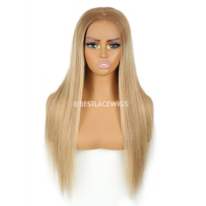 Ombre Blonde Highlight Silky Straight Brazilian Virgin Hair HD Lace Glueless Wigs [MSW03]