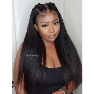 Luxury 6'' Part HD Lace Wig Kinky Straight Hair Afro Kinky Clean Hairline[HD10] 
