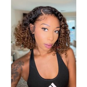 HD Lace 180% Density Ombre Curly BOB Lace Front Wig Clean Hairline [BOB063]