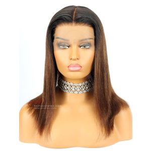 Ombre Yaki Straight Bob Lace Front Wig 150% Density Indian Remy Hair [BOB013]