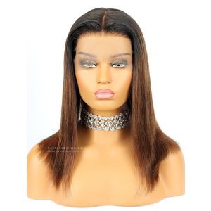 12''&14'' Ombre Yaki Straight Bob Lace Front Wig 150% Density Indian Remy Hair [BOB013S]