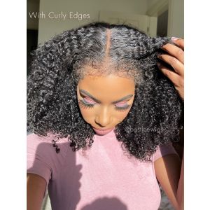Glueless 6'' Part HD Lace Wig Kinky Curly Hair Clean Hairline[HD18] 