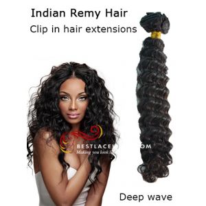 Indian Remy Hair Clip In Hair Extensions Deep Wave [CLIP14]