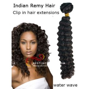 Indian Remy Hair Clip In Hair Extensions Water Wave [CLIP15]