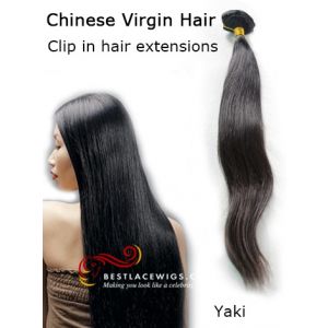 Clip In Hair Extensions Virgin Chinese Hair Yaki [CLIP52]