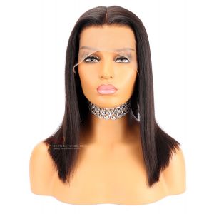 Yaki Straight 150% Density Bob Style Virgin Brazilian Hair Lace Front Wigs [BOB012]