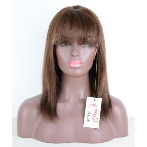 B.L.W Silky Straight Bob With Bangs Lace Front Wig Indian Remy Hair [BOB119]