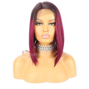 Purple Color Silky Straight Chinese Virgin Hair Lace Front Wigs  [CWS100]