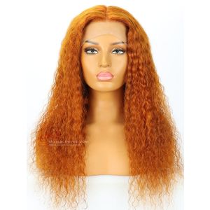 6in Part Orange Color Deep Wave Lace Front Wig Transparent Lace [GSW313]