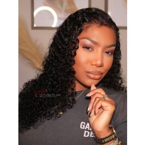 Glueless 6'' Part HD Lace Wig Deep Curly With Curly Baby Hair Clean Hairline[HD12] 