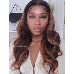 New Clean Hairline Ombre Color with Highlight Pre-Plucked 13x6 Lace Wig [GSW312]
