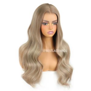 Blonde Highlight Brown Wavy Brazilian Virgin Hair HD Lace Glueless Wigs [MSW08]