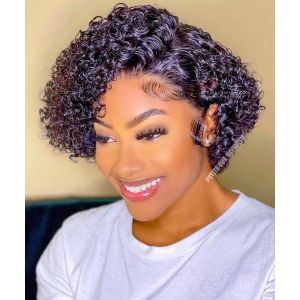 Summer Style-Short Tight Curly BOB Lace Front Wig Indian Remy Hair[BOB001] 