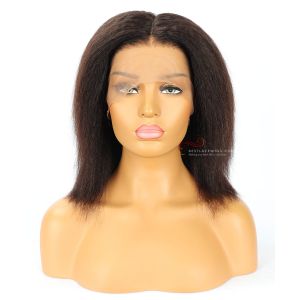 10&16in Kinky Straight Indian Remy Hair Silk Top 360 Lace Wigs [CWS015D]