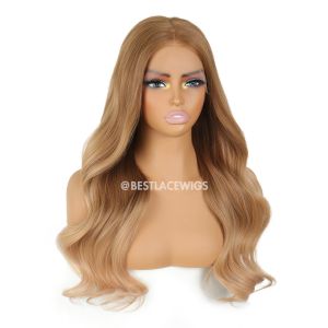 Ombre Golden Blonde Big Wavy Brazilian Virgin Hair HD Lace Glueless Wigs [MSW02]