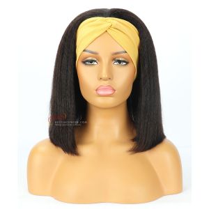 Kinky Straight Bob Style Indian Remy Hair Headband Wigs [HB010]