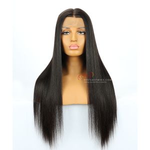 Silky Straight Brazilian Virgin Hair Glueless Lace Front Wigs [BW001]