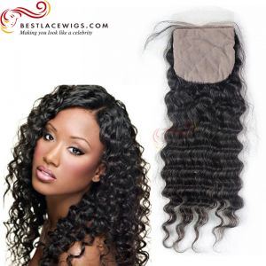 Silk Base Closure Indian Remy Hair Deep Wave [STC04]