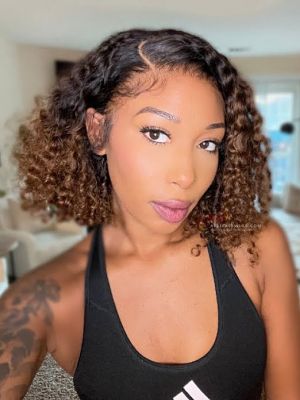 HD Lace 180% Density Ombre Curly BOB Lace Front Wig Clean Hairline [BOB063]