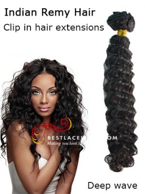 Indian Remy Hair Clip In Hair Extensions Deep Wave [CLIP14]