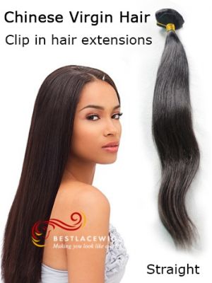 Virgin Chinese Hair Clip In Hair Extensions Straight Hair [CLIP51]