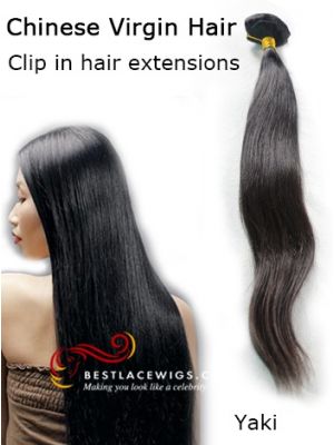 Clip In Hair Extensions Virgin Chinese Hair Yaki [CLIP52]