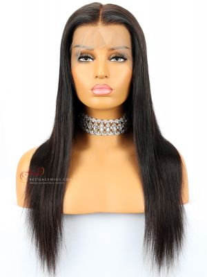 Silky Straight Indian Remy Hair Glueless Lace Front Wigs[SW080]