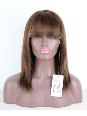 B.L.W Silky Straight Bob With Bangs Lace Front Wig Indian Remy Hair [BOB119]