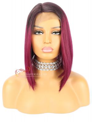 Purple Color Silky Straight Chinese Virgin Hair Lace Front Wigs  [CWS100]