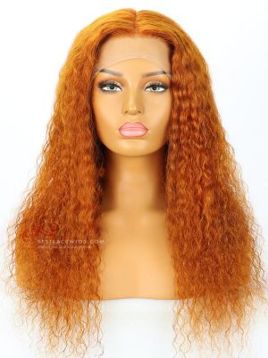 6in Part Orange Color Deep Wave Lace Front Wig Transparent Lace [GSW313]