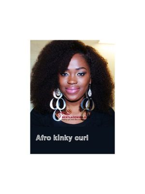 2# Dark Brown Afro Kinky Curly Indian Remy Hair Glueless Full Lace Wig [CWS115]