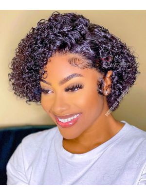 Summer Style-Short Tight Curly BOB Lace Front Wig Indian Remy Hair[BOB001] 