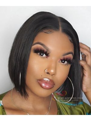 13X6 Lace Frontal Wig Silky Straight BOB Style Indian Remy Hair [BOB017] 
