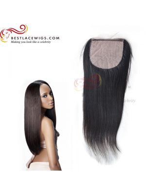 Virgin Brazilian Yaki Hair Silk Base Closure Natural Color [BSC02]