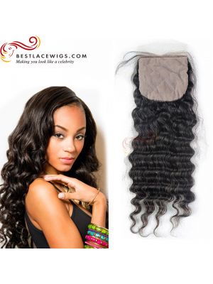 Deep Wave Virgin Brazilian Hair Silk Base Closure Natural Color Hair [BSC04]