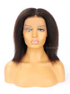 10" 180% Kinky Straight Indian Remy Hair Pre-Plucked 360 Lace Wigs [CWS015]