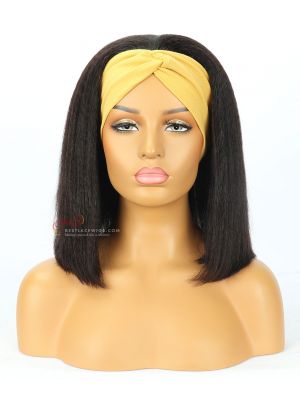 Kinky Straight Bob Style Indian Remy Hair Headband Wigs [HB010]