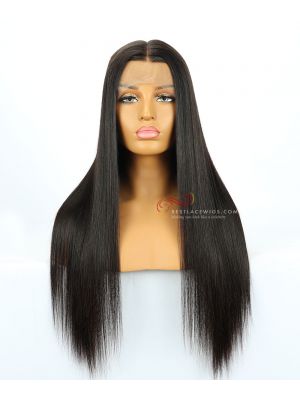 Silky Straight Brazilian Virgin Hair Glueless Lace Front Wigs [BW001]