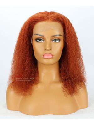 6in Part Orange Curly Style Lace Front Wig Transparent Lace [GSW306]