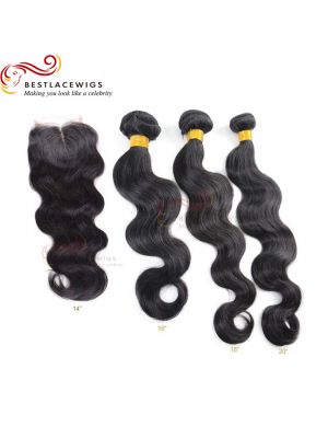 3Pcs Virgin Indian Hair Weaves With 1PC Lace Closure Body Wave [MW65] 