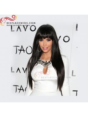 kim kardashian black hair with bang