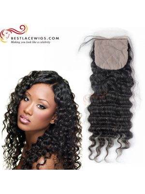 Silk Base Closure Indian Remy Hair Deep Wave [STC04]