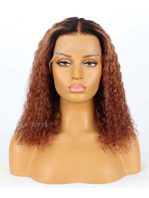 Ombre Curly Hair With Dark Roots Lace Front Wig Transparent Lace [GSW308]