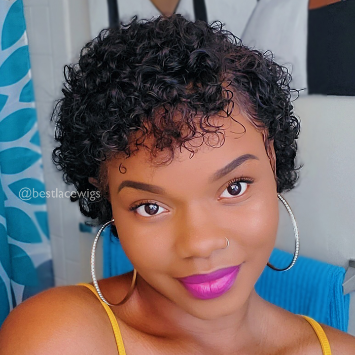 Pre Plucked 13x6 Lace Frontal Wig Kinky Curly Bob Hairstyle
